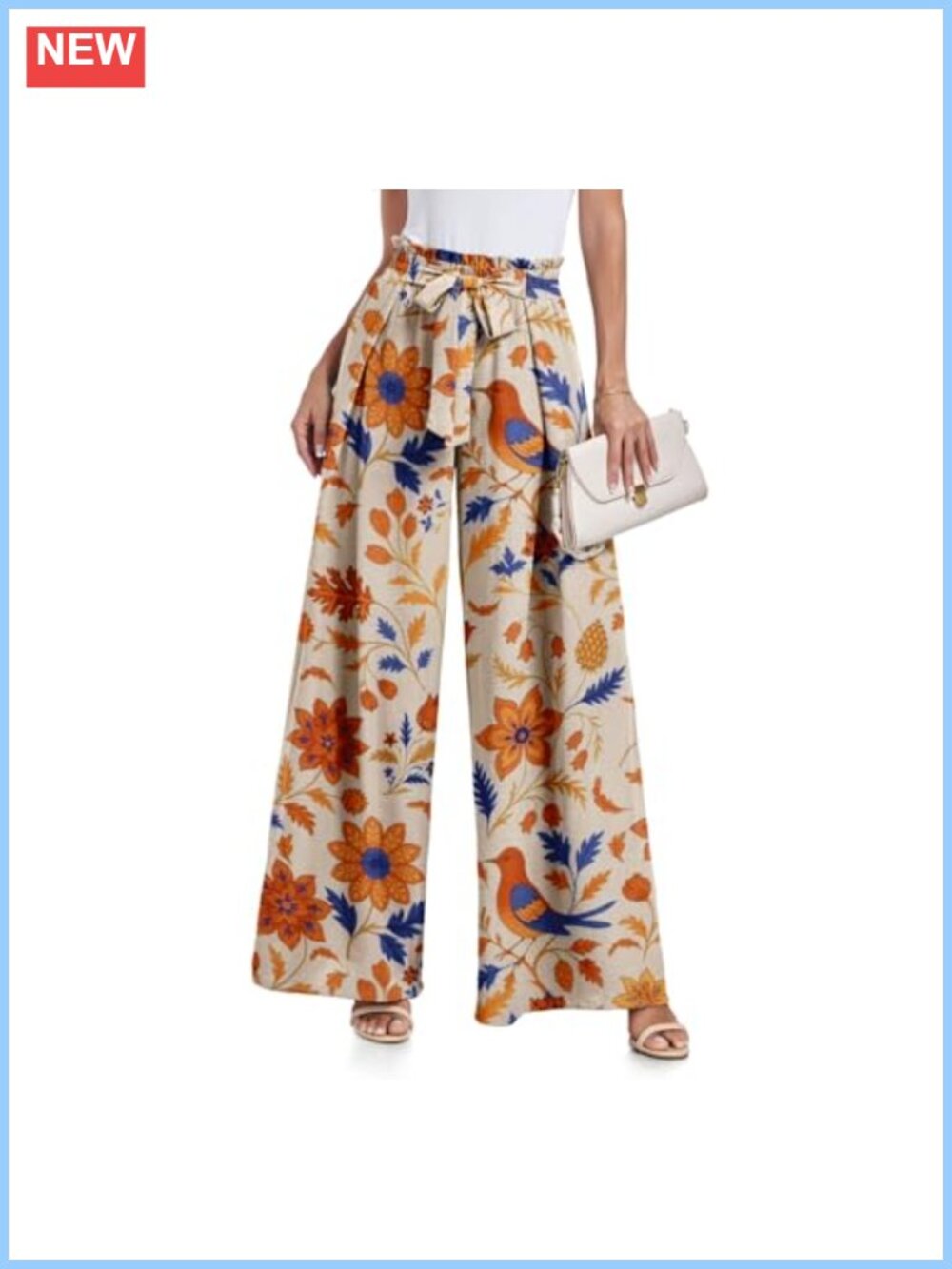 High Waisted Wide Leg Palazzo Pants with Pockets Flow Tie Knot Trousers